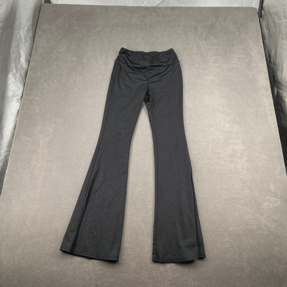 No Boundaries Black Crocodile Embossed Flare Leggings Sz Small‎ 3-5 Bell Bottom